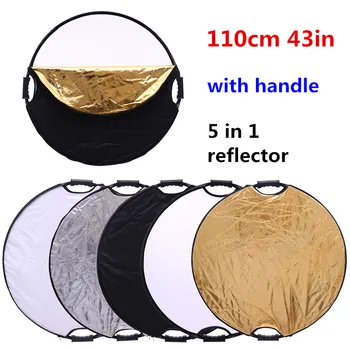 

43'' 110cm Portable Collapsible 5 in 1 Light Round Photography Reflector with the handle for Studio Multi Photo CD15