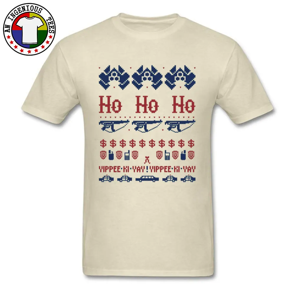 McClane Christmas Sweater 5034 Short Sleeve Tops Tees Autumn Crewneck 100% Cotton Men's T Shirts Slim Fit T-Shirt Brand New McClane Christmas Sweater 5034 beige
