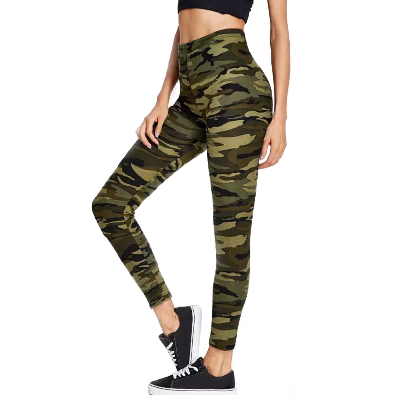 

New Fashion 2019 Camouflage Printing Elasticity Leggings Camouflage Fitness Pant Legins Casual Milk Legging For Women Casual