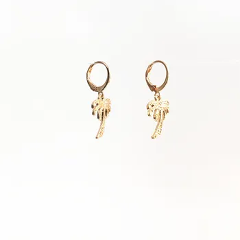 

TRENDY GOLD COLOR PLATING PALM TREE CHARM WOMEN DROP EARRINGS
