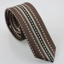 Yibei Coachella галстук коричневый дизайнер Галстуки для Для мужчин верблюд и черный в Вертикальную Полоску верблюд геометрический галстук тонкий тощий узкий Gravata