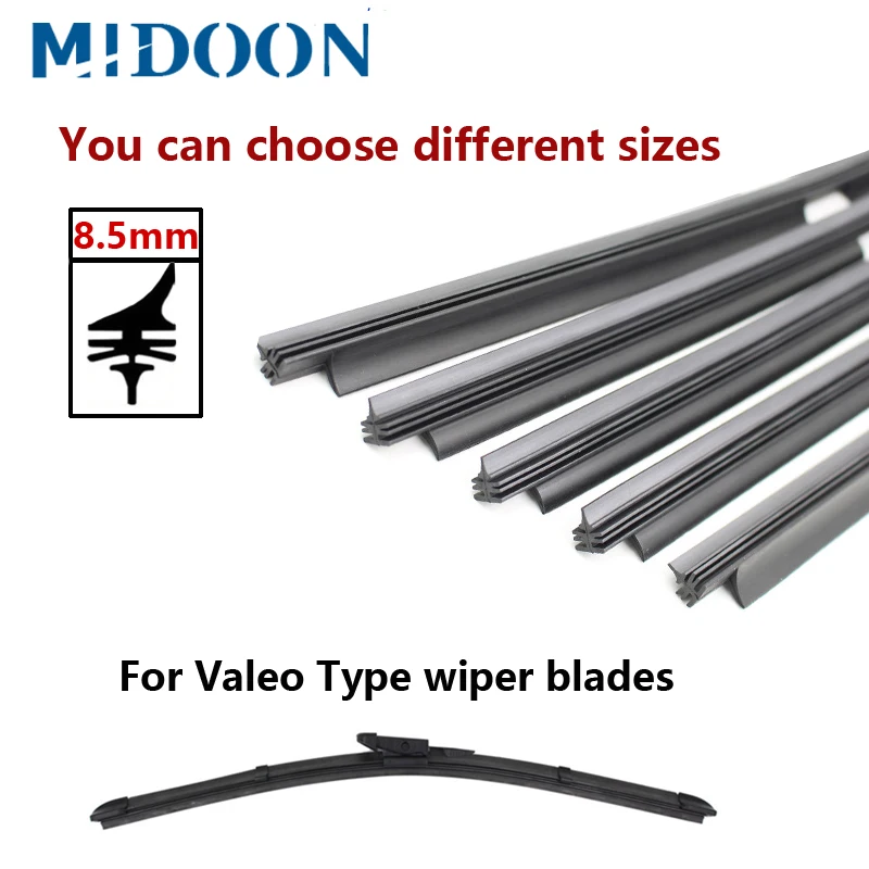 

MIDOON Car Vehicle Insert Soft Natural Rubber strips (Refill) For Valeo Type Wiper Blade 14"16"17"18"19"20"21"22"24"26"28"wiper