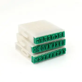 

Green Off White Hard Plastic Rubber 26pcs Alphabet Stamp 8mm Wide