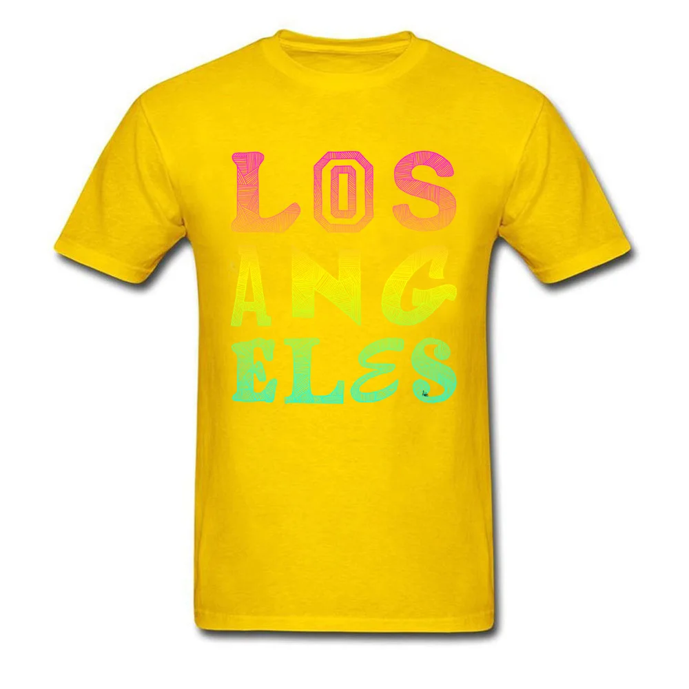 O Neck Los Angeles 100% Cotton Mens Tshirts Fitness Tight Short Sleeve Tops Shirt Cute Camisa Sweatshirts Top Quality Los Angeles yellow