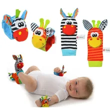 Baby Toys Beads Bracelet Foot Baby Rattle Socks Garden Protect Wrist Animal Wrist Stripe Foot ring Socks Set christmas gift