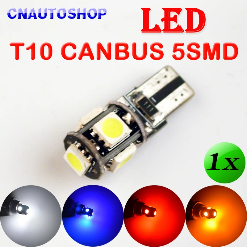 

Hippcron CANBUS LED Bulb T10 5SMD 5050 SMD W5W 194 Error Free Car Light CAN BUS Automotive Lamp White Red Blue Yellow Color