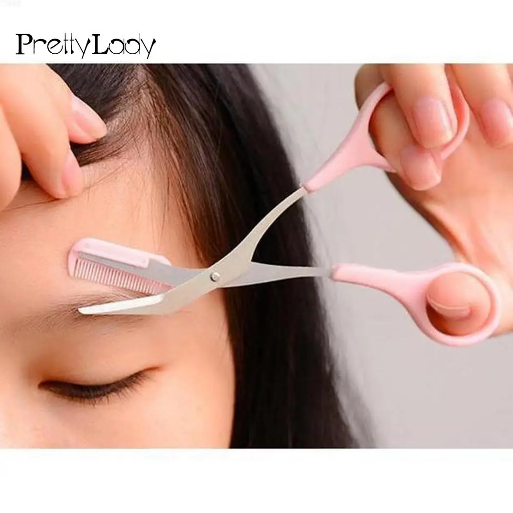 

Scissors Razor Trimmer Safe Painless Brow Grooming Shaper Eyebrow with Comb