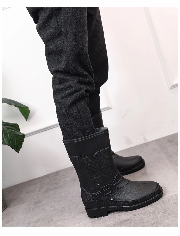 Новая обувь для дождливой погоды мужские зимние ботинки для дождливой погоды низкая водонепроницаемая обувь и шерсть Нескользящие короткие мужские водонепроницаемые ботинки обувь для мытья автомобиля