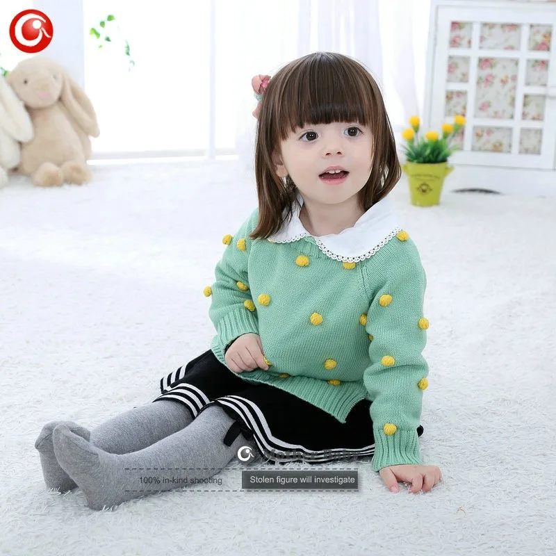 Kids Tinny Cotton Boys Sweater Children Pullover Cardigan Coat For Girls Baby Long Sleeve Knitwear Christmas Clothes With Balls (21)