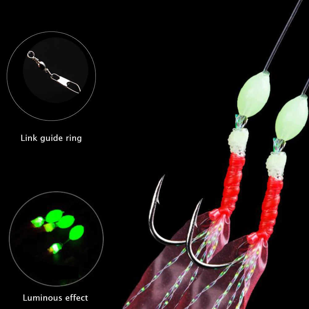 Fishhooks For Swivel Fishing Luminous Gold-plated Fish Skin Fishy Smell Pesca Combination String Hook With 6 Small Hook Fishhooks For Swivel Fishing Luminous Gold-plated Fish Skin Fishy Smell Pesca Combination String Hook With 6 Small Hook