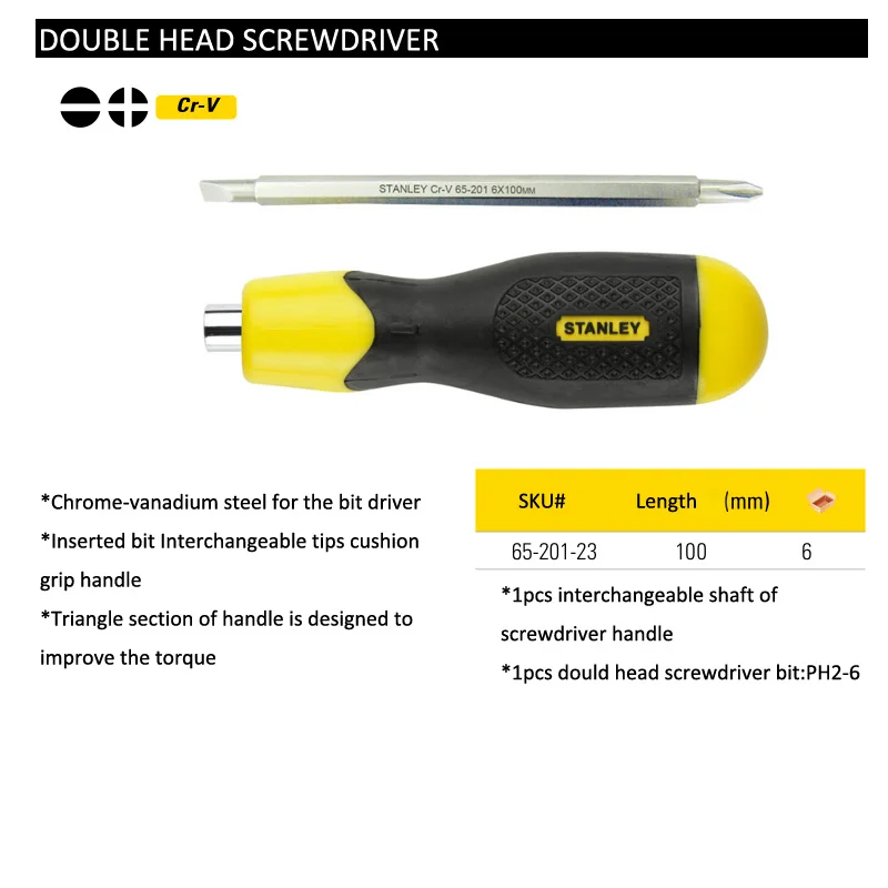 Stanley 2 In 1 Double Head Universal Screwdriver Phillips And Flat Driver Bit 2 6mm Dual End Mechanics Repair Hand Tools Screwdriver Aliexpress