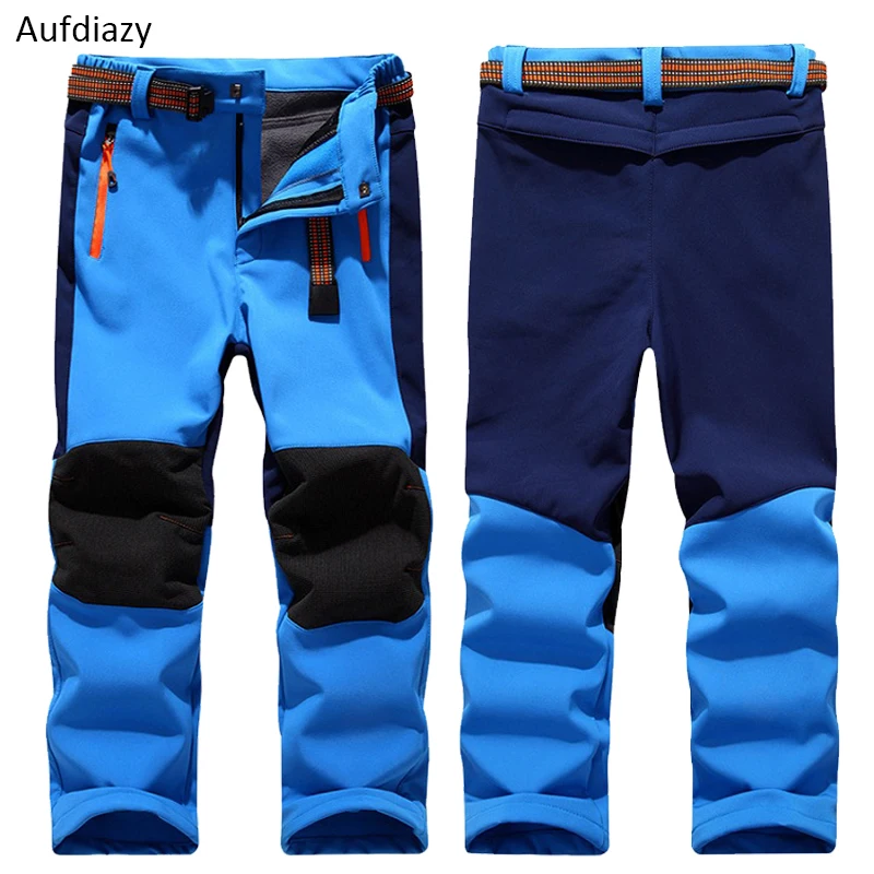 Aufdiazy niños de lana de las niñas Softshell pantalones para niños invierno cálido polainas juventud niños impermeable Trekking pantalones JT001