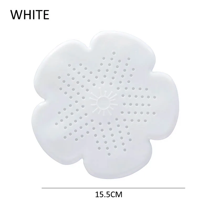 Сливная пробка для раковины в форме цветка, кухонный слив, фильтр для ванной комнаты, аксессуары для душа, фиксатор для волос 15,5*15,5 см, ситечко для раковины TPR - Цвет: Белый