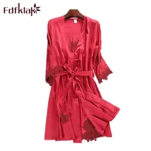 Fdfklak сезон: весна–лето 2 предмета из искусственного шелка черное сексуальное сорочка и халат пижамы Для женщин комплект нижнего белья с халат M-XXL Q1008