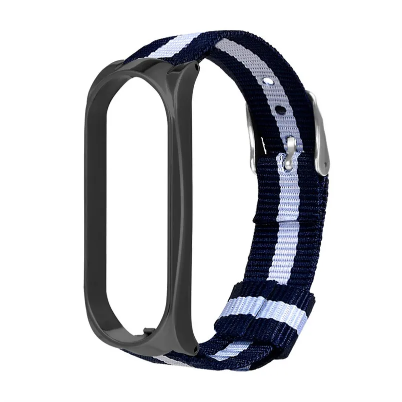 Fashio Navy Nylon Wristband Canvas Sport Strap Watch Band Replacemen For Xiaomi Mi Band 3 Watch band Size 25x1.95x0.54cm 40MR1412
