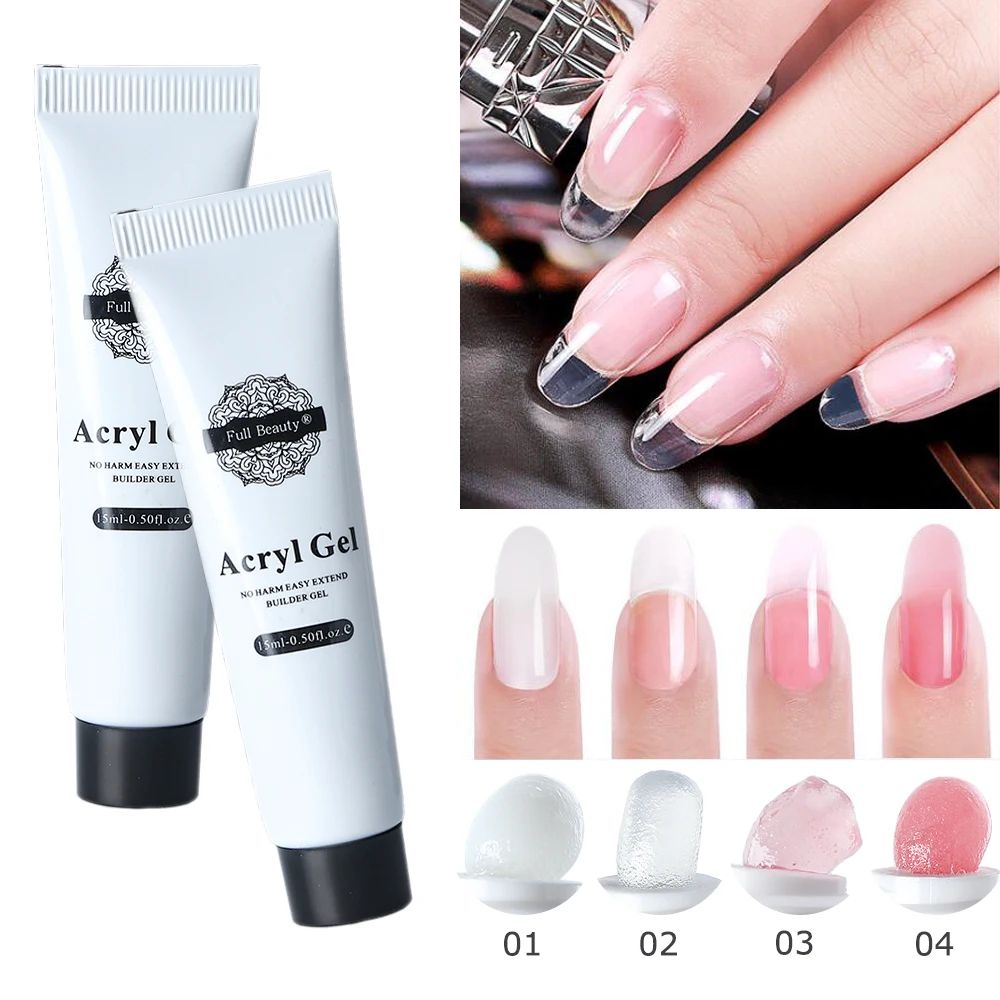 

15ml Acrylic Quick Nails Extension Gel Pink Clear White UV Builder No Harm Glue For Nail Extension Polish Nail Form Tips TR973