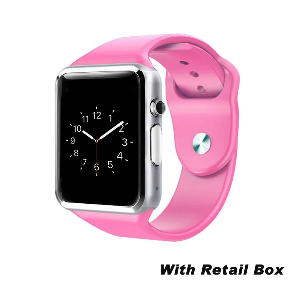 Pink With Box 696 A1 наручные часы Bluetooth Смарт часы Спорт Шагомер с sim-камерой Smartwatch для Android смартфон Россия фитнес-трекер - Цвет: Pink With Box