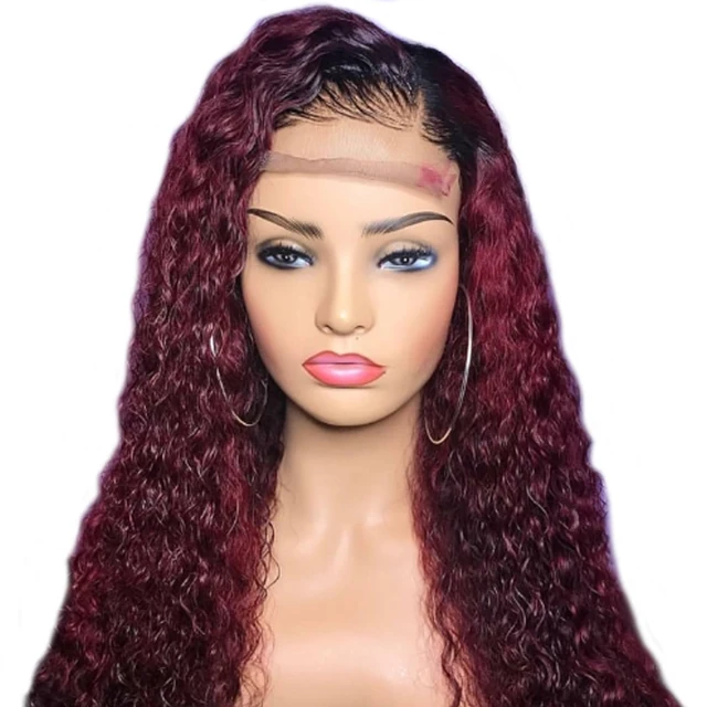 SHUMEIDA Curly Lace Front Wig Bleached Knots Glueless Lace Front Red