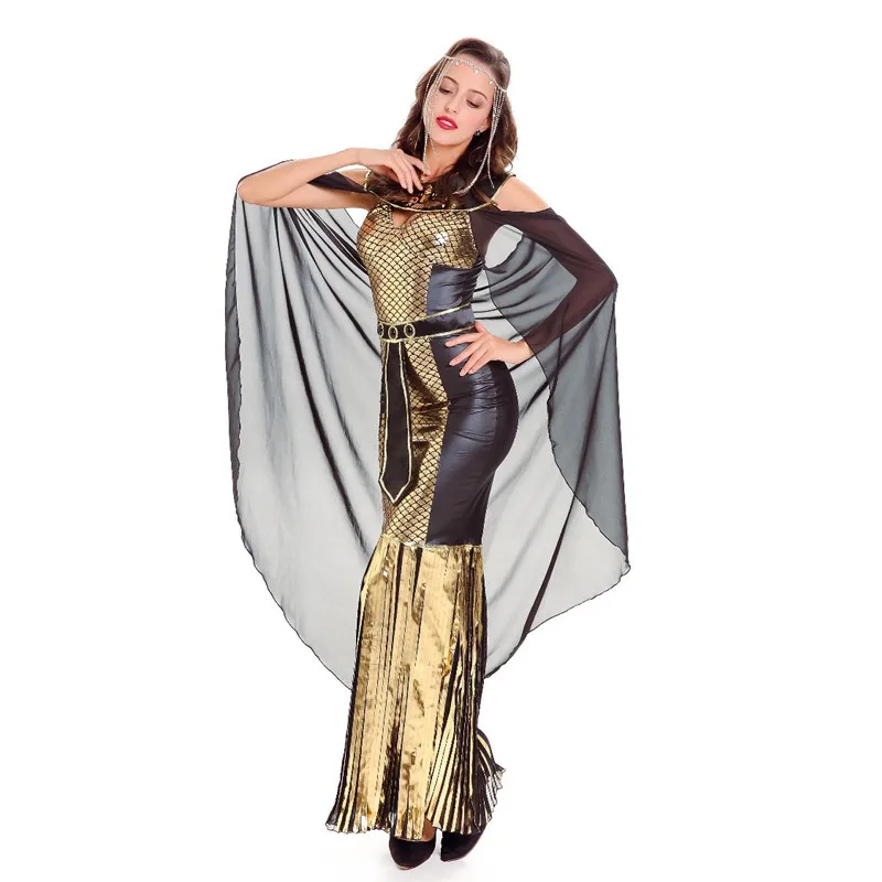 Новая женская греческая мифологическая богиня костюмы Афины Женский Хэллоуин королева костюм Клеопатры карнавал Пурим платье для маскарада, вечеринки