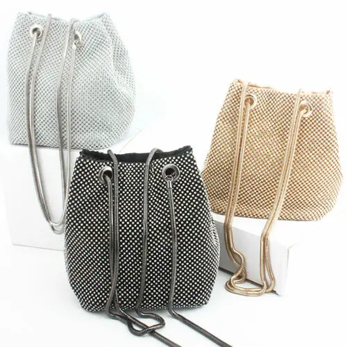 

Luxury New Full Of Diamonds Mini Chain Bucket Bag Party Purse Shoulder Handbag Girls Hot Purse Bag Crossbody Bags For Women 2019