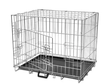 

VidaXL Foldable Metal Dog Houses Bench Folding Metal Dog Crate Foldable Pet Cat Cage Kennel Double-Door M Size