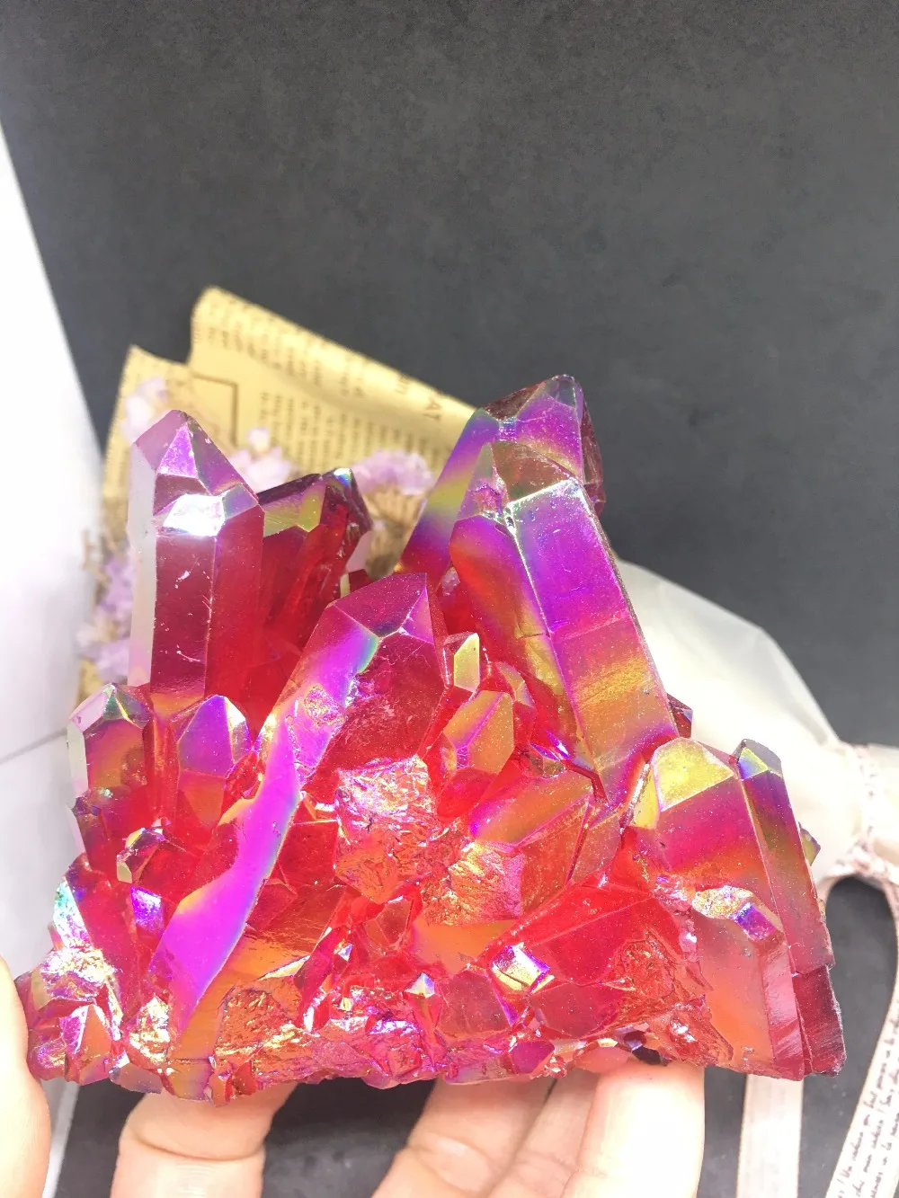 

PRETTY Aura Quartz Crystal Bismuth Titanium Silicon Clusters SPECIMEN