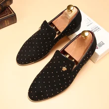 New Silver Gold Spike Men Loafers Medusa Shoes Luxury Brand Trendy Flat Footwear Studded Male Patent Leather Oxford Shoes Men