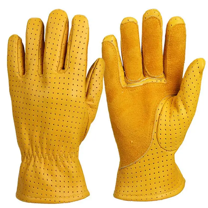 OZERO, мотоциклетные перчатки, Летние кожаные, натуральная козья кожа, дышащие, для мотокросса, для мотоцикла, для гонок, для верховой езды, мото перчатки для мужчин, 5021 - Цвет: Yellow