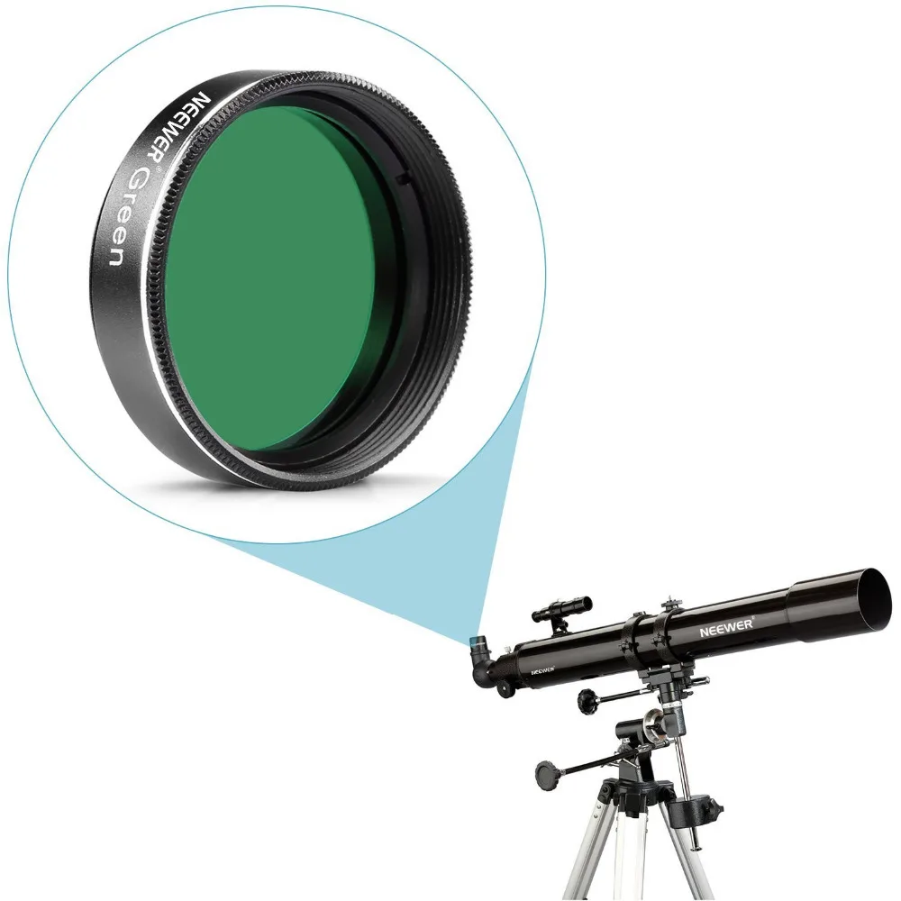 Neewer 4 шт стандартный 1,25 дюймов цветной фильтр Набор для телескопа окуляр: красный желтый зеленый синий для лунного/планетарного наблюдения