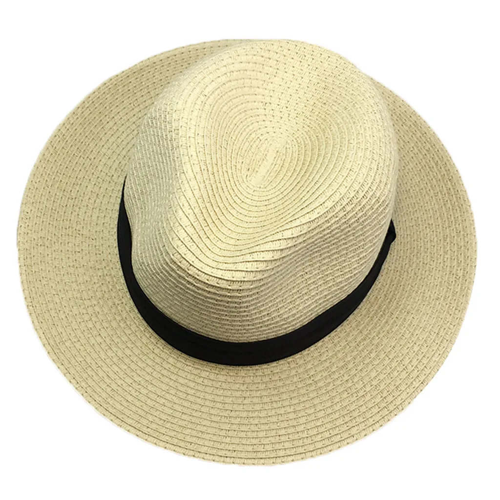 Женская Соломенная Панама с широкими полями, свернутая шляпа, Пляжная летняя шляпа, женская соломенная шляпа, большой широкий пляжный навес, шляпа, складная солнцезащитная Кепка, солнце - Цвет: Khaki