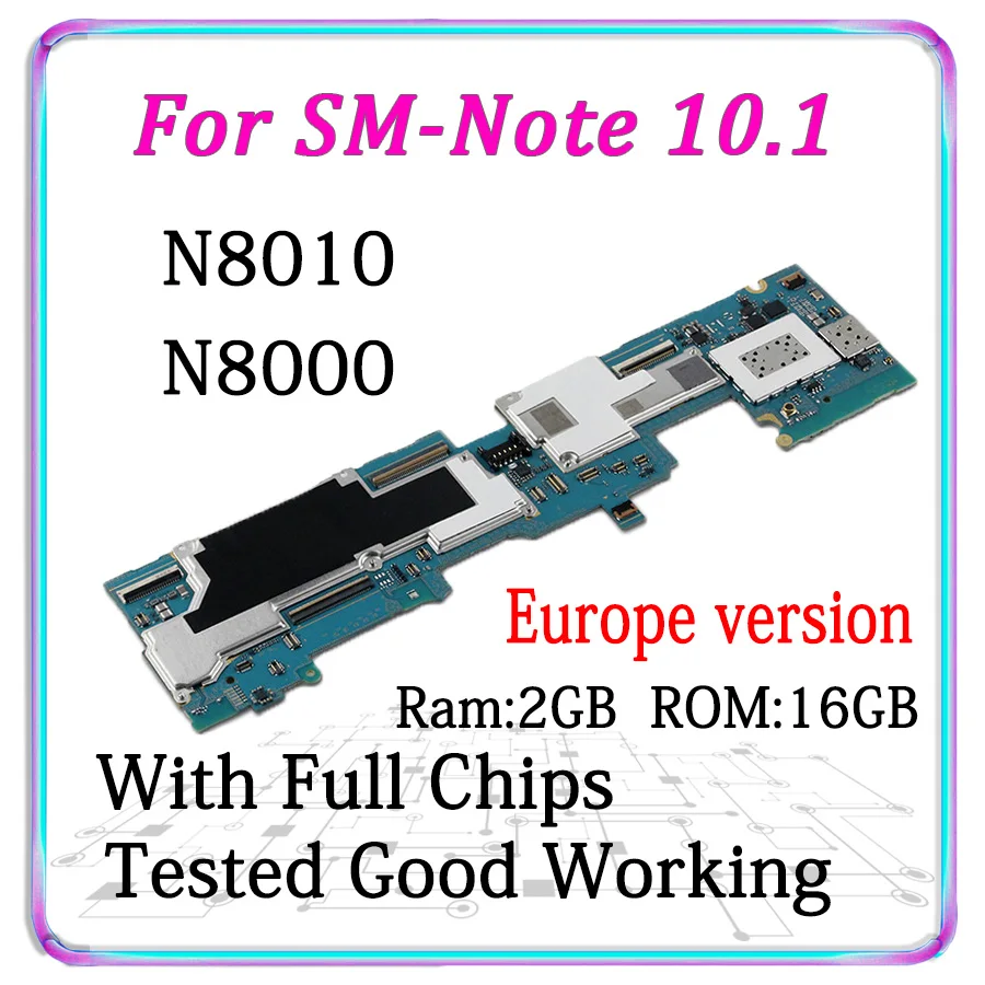 

Original Unlocked Motherboard MB For Samsung Galaxy Note 10.1 N8000 N8010 Mainboard Android Logic Board With Full Chips Plate