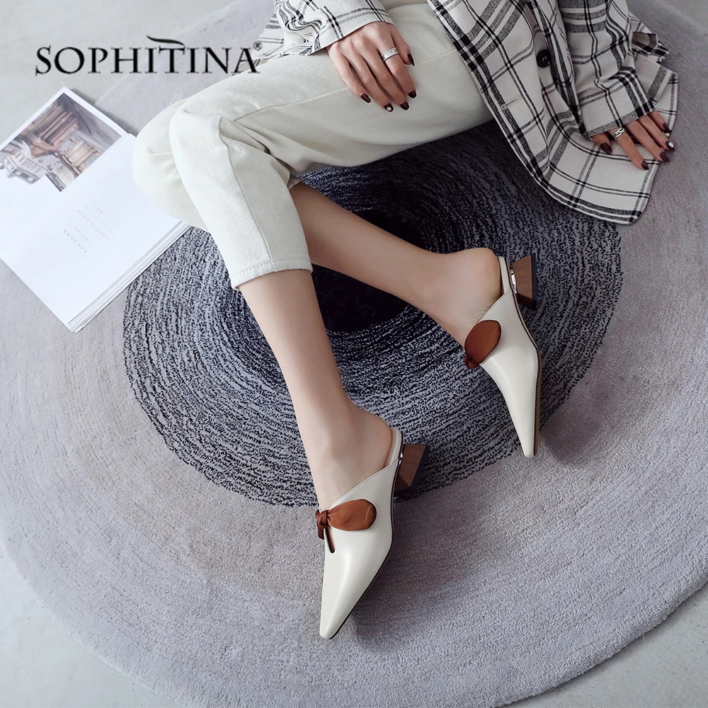 SOPHITINA de las nuevas mujeres zapatillas de moda Patchwork de cuero de vaca de calidad zapatos casuales zapatos explosión mariposa Nudo zapatillas SO35|Zapatillas| - AliExpress