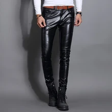 Модные мотоциклетные мотоциклетная куртка из искусственной кожи кожаные брюки, мужские Корейская версия, для ремонта, для ночного клуба, узкие мужские кожаные Штаны t