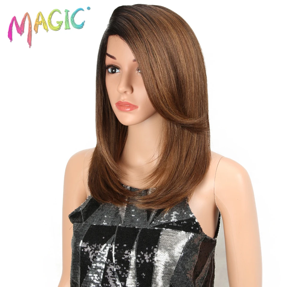 MAGIC For Black Women 18 Inch Straight Hair U Part Elastic Lace Synthetic Wigs Cosplay Wig Natural Color Synthetic Lace Wig MAGIC For Black Women 18 Inch Straight Hair U Part Elastic Lace Synthetic Wigs Cosplay Wig Natural Color Synthetic Lace Wig