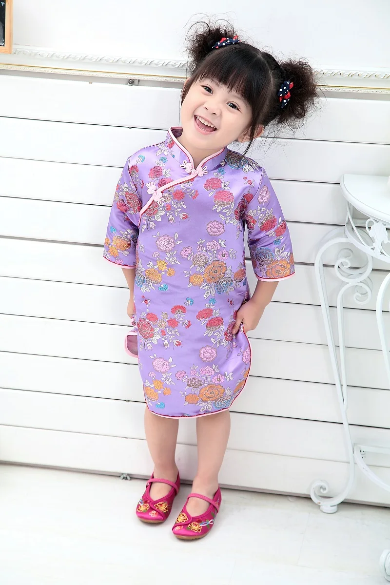 

2019 New Year Chinese Girls Dress Qipao Children Clothes Fashion Festival Floral Girl Clothing Shirt Jumpers