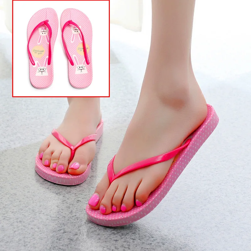 

Fashion 2019 Summer Style Women's Slippers Flip Flops Cartoon Floral Pattern EVA Beach Shoes Non Slip Shoes Zapatillas Mujer