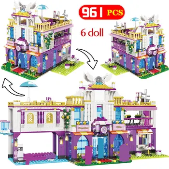 

961PCS Private Luxury Villa Castle Building Blocks Bricks Princess House Toys for Children Compatible Friends Girls