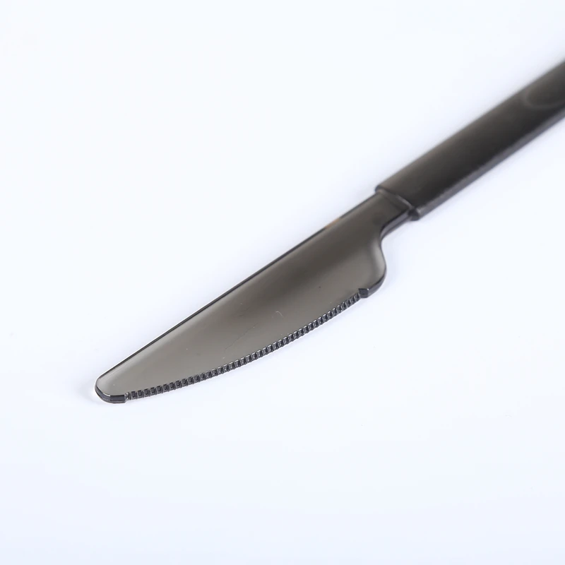 Пластиковая Вилка для фруктового салата, одноразовая индивидуальная упаковка, черная полупрозрачная длинная ручка, утолщенная ложка для ножа, без запаха