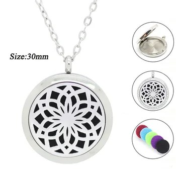 

With chain as gift! 316L Stainless Steel Women parfum pendant with crystals 30mm Essential Oil Diffuser Aromatherapy Necklace