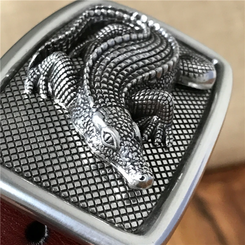 

Crocodile Belt Buckle Thick Luxury Belts Men Leather Ceinture Homme Leather Belt For Men Jeans Male Strap Riem Black MBT0481