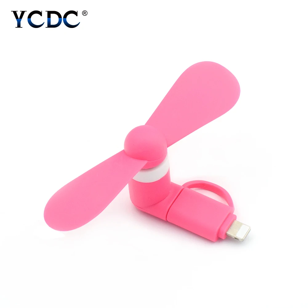 TPE Пластик DC 5V 2-в-1 охлаждающий вентилятор USB Micro USB кабель для мобильного телефона кулер вентилятор для IPhone Android сотовый телефон при сильном ветре низкой Шум - Цвет: Rosy