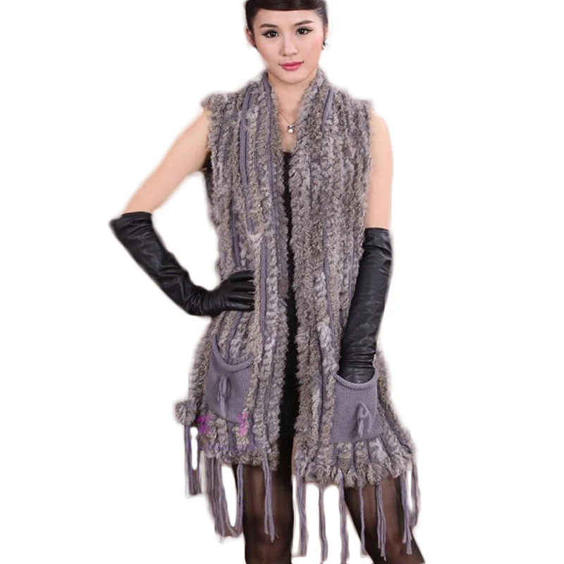 Women Long Fur Vest 2018 Spring Knitted Sleeveless Plus Size Vests Ladies Waistcoat Female Long Vest Fur Colete Preto Feminio Women Long Fur Vest 2018 Spring Knitted Sleeveless Plus Size Vests Ladies Waistcoat Female Long Vest Fur Colete Preto Feminio