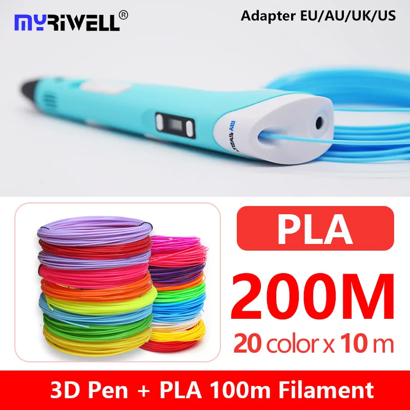 Myriwell 3D Ручка+ PLA200M нить 3D печать Ручка 3D креативная игрушка подарок для детей рисунок 1,75 мм ABS/PLA Быстрая отправка