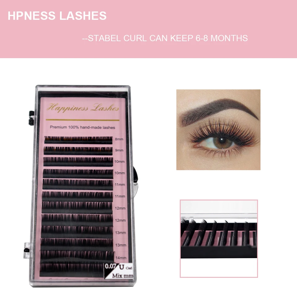 

HPNESS Eyelash Extension Training Academy Lashes 12 Lines Mixed Length Very Soft Korea Silk Volume Lashes