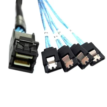 

10pcs/lot CY Internal Mini SAS SFF-8643 host to 4 SATA 7pin hard disk fanout 6Gbps data Server Raid Cable 50cm