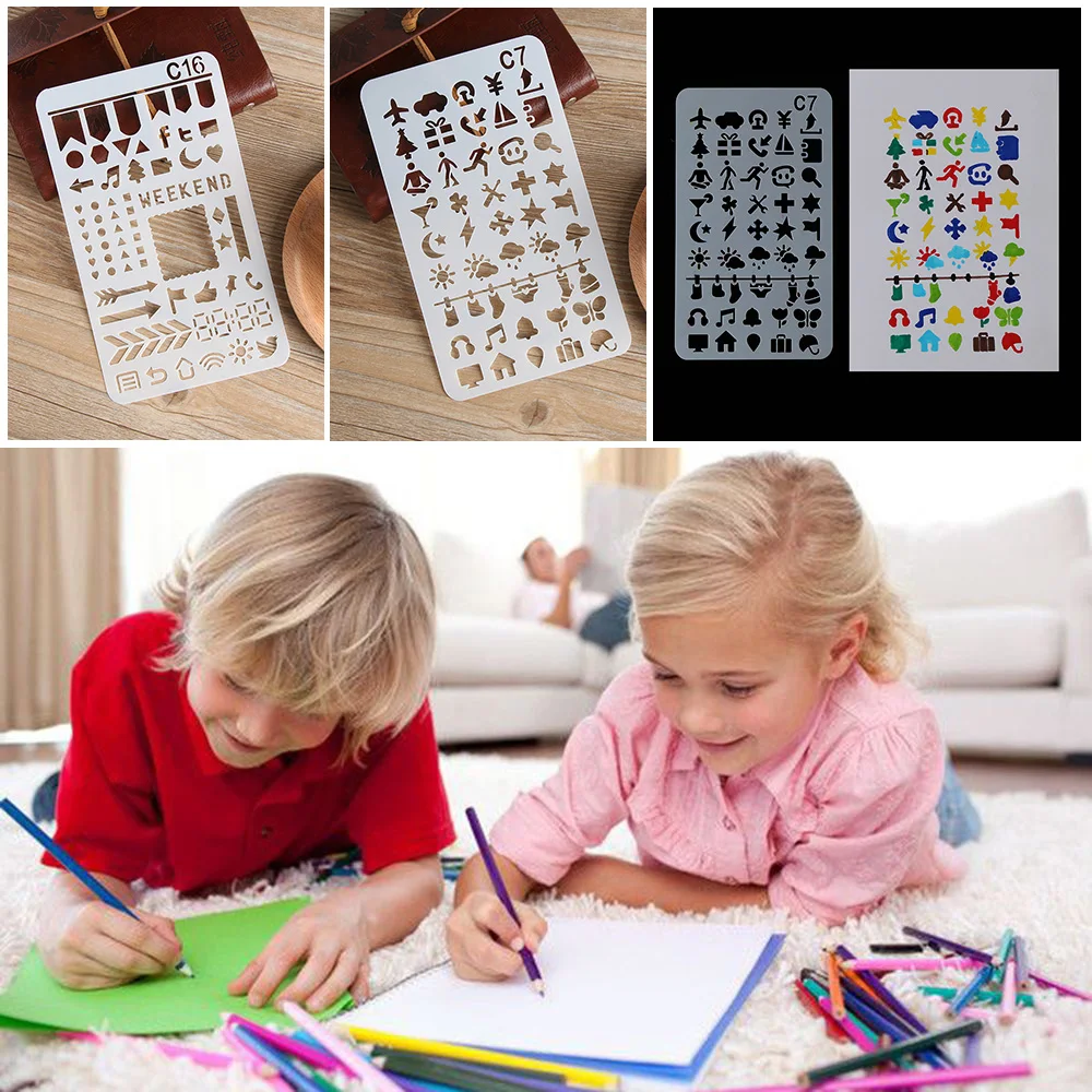 

1Pcs DIY Journal/Notebook/Diary/Scrapbook Journal Stencil Plastic Stencils Scrapbooking Album Paper Card Stencil
