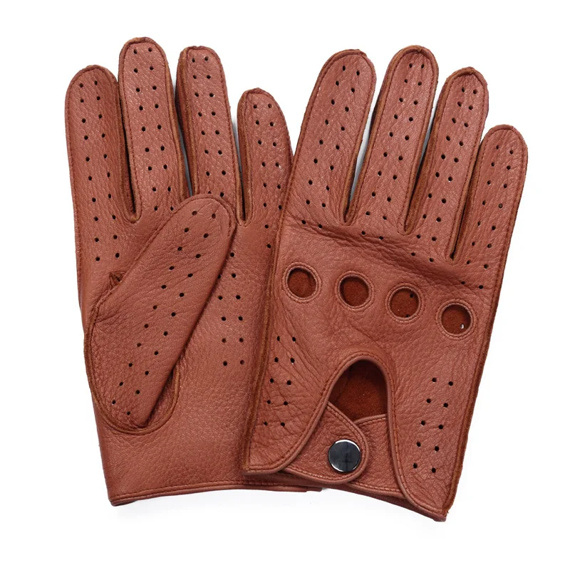 High Quality Men'S 2018 New Hot Sale Deerskin Gloves Four Seasons Fashion Driving Genuine Leather Full Finger Gloves Men AM032-5
