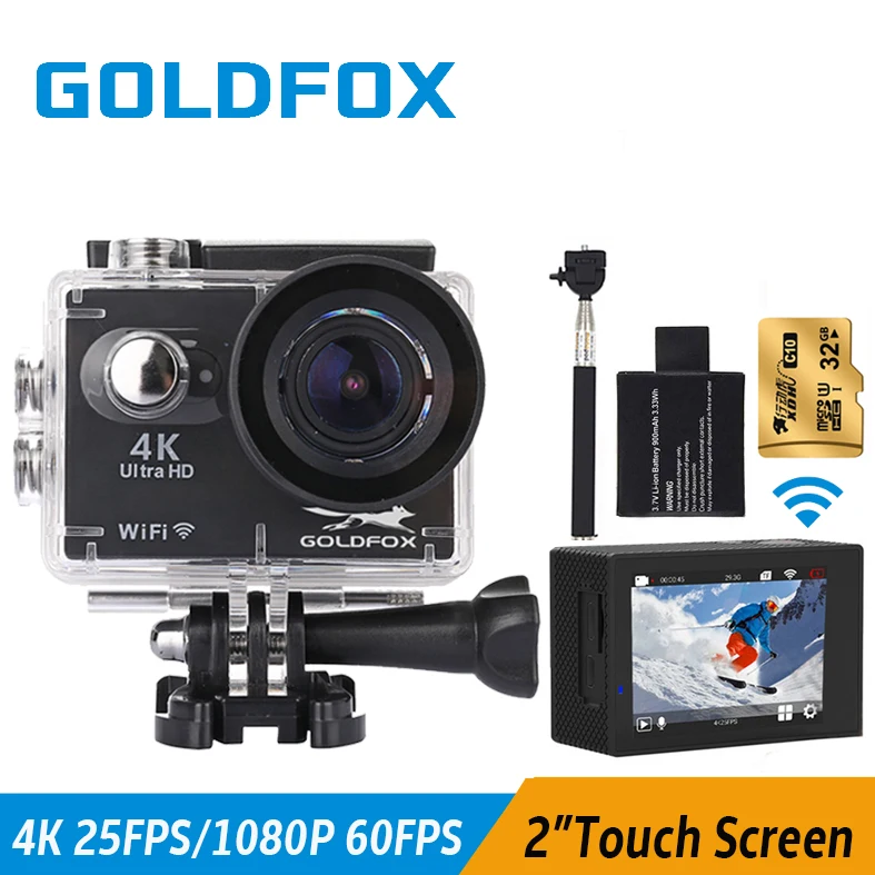 

GOLDFOX 2 inch 4K Touch Screen Action Camera Go Waterproof Pro Wifi 16MP Sport DV 1080P 60Fps Sport Helmet Camera Car Camcorder
