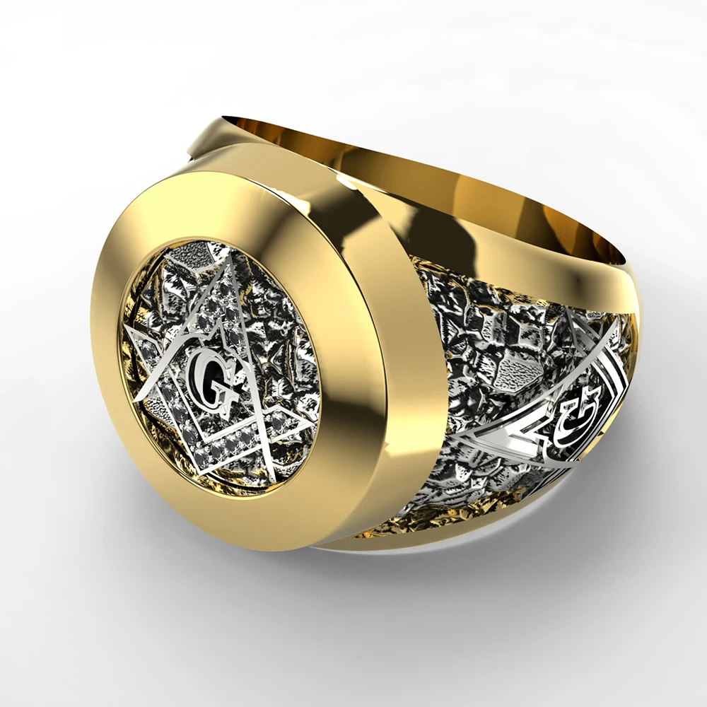 Винтажное масонское кольцо из нержавеющей стали, инкрустированное кубическим цирконием, индивидуальное мужское кольцо