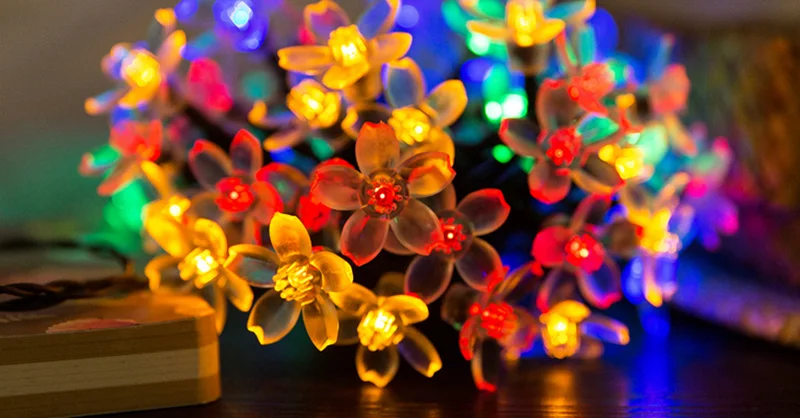 Chiclits LED Solar String Light 50led 7M Flower Fairy Lights Garlands Garden Christmas Trees Wedding Party Decor Lamp (2)